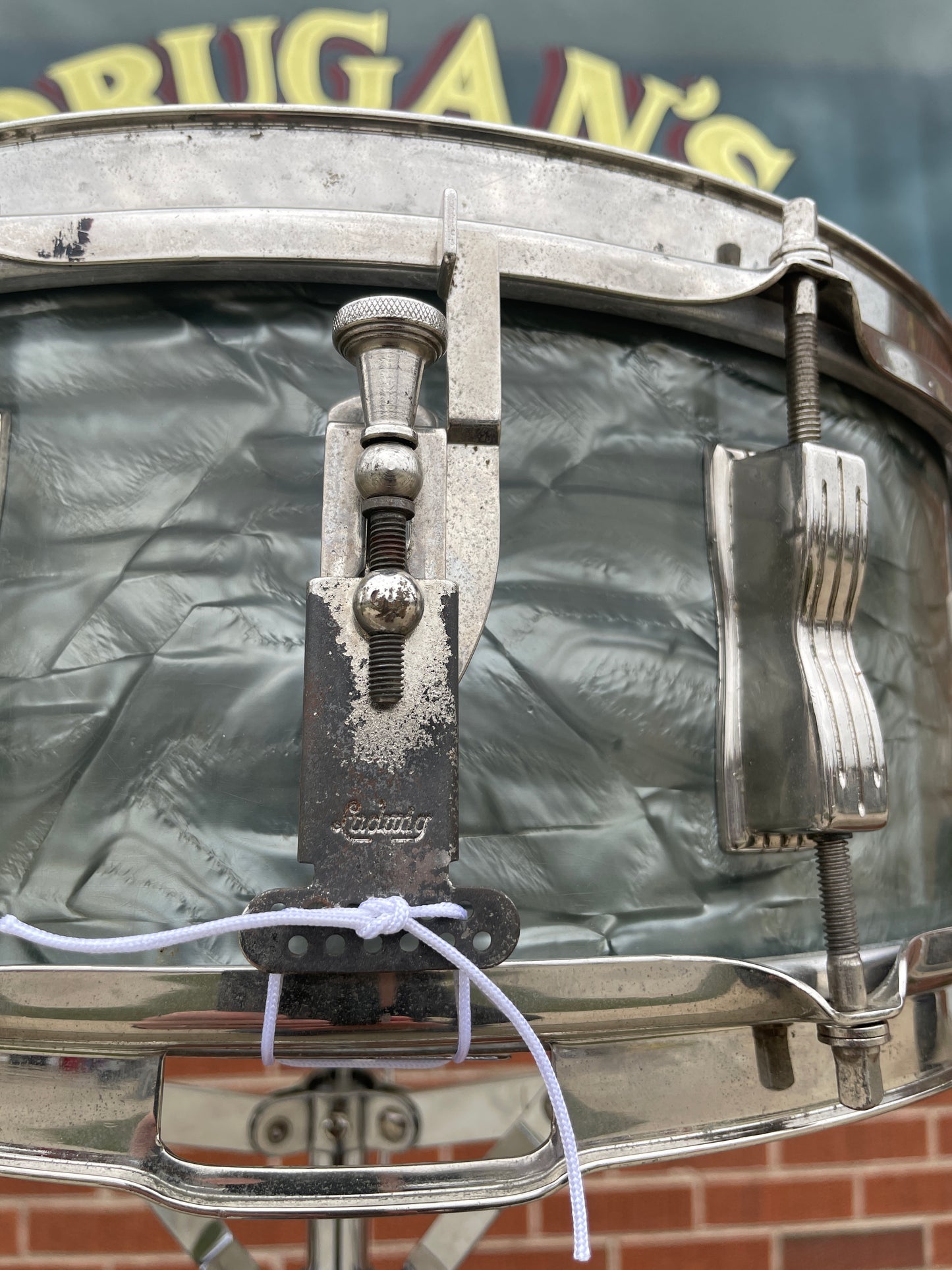 1963 Ludwig Jazz Festival 5x14 No. 908P Snare Drum Sky Blue Pearl Pre-Serial COB