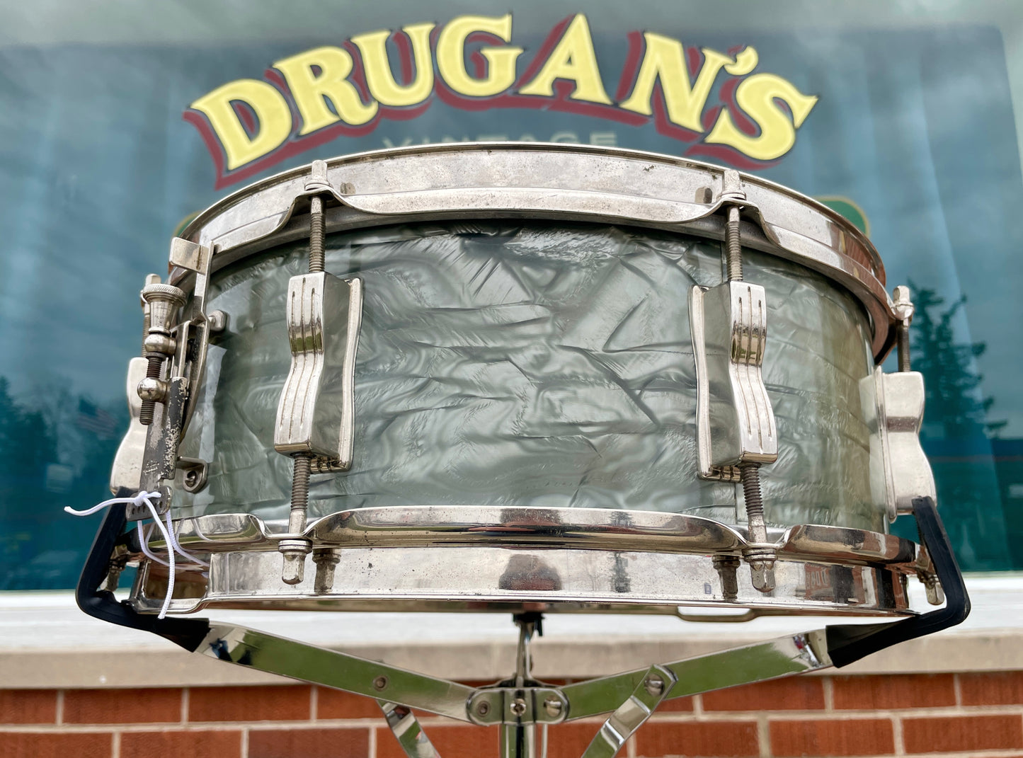 1963 Ludwig Jazz Festival 5x14 No. 908P Snare Drum Sky Blue Pearl Pre-Serial COB