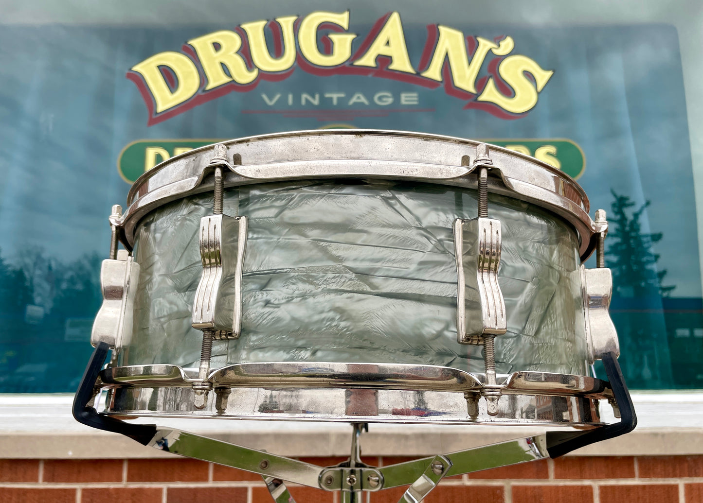 1963 Ludwig Jazz Festival 5x14 No. 908P Snare Drum Sky Blue Pearl Pre-Serial COB