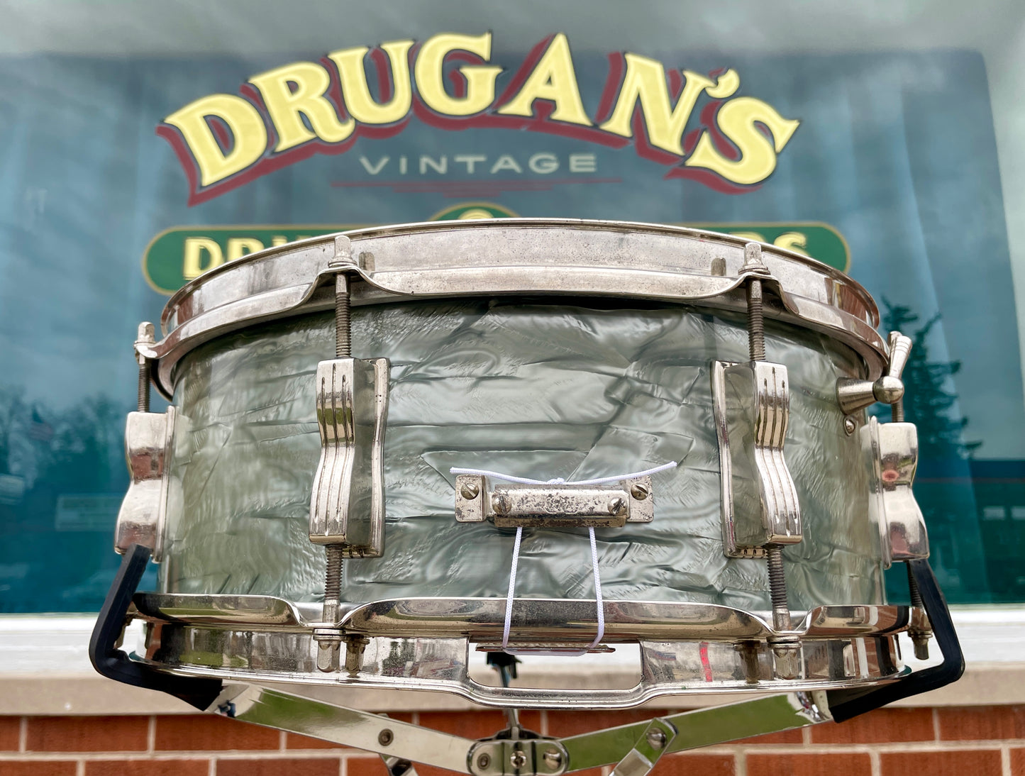 1963 Ludwig Jazz Festival 5x14 No. 908P Snare Drum Sky Blue Pearl Pre-Serial COB