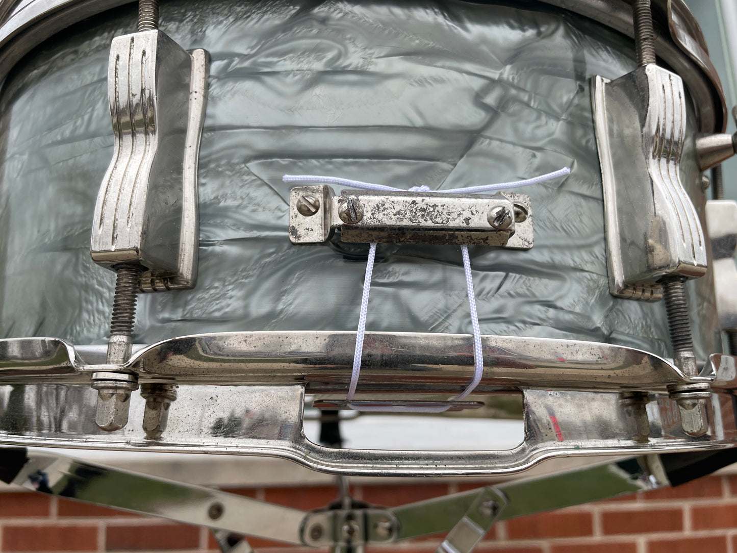 1963 Ludwig Jazz Festival 5x14 No. 908P Snare Drum Sky Blue Pearl Pre-Serial COB