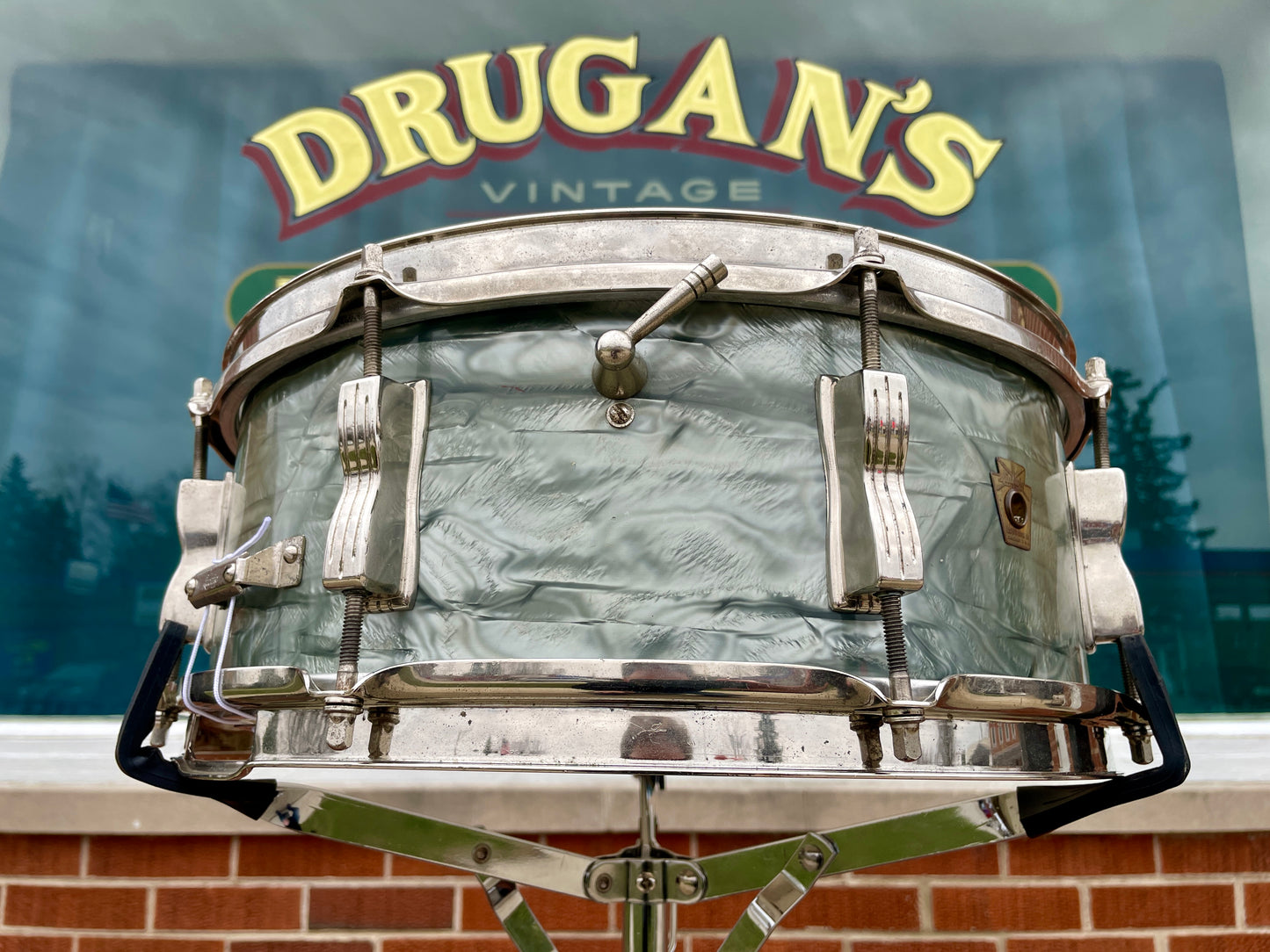 1963 Ludwig Jazz Festival 5x14 No. 908P Snare Drum Sky Blue Pearl Pre-Serial COB