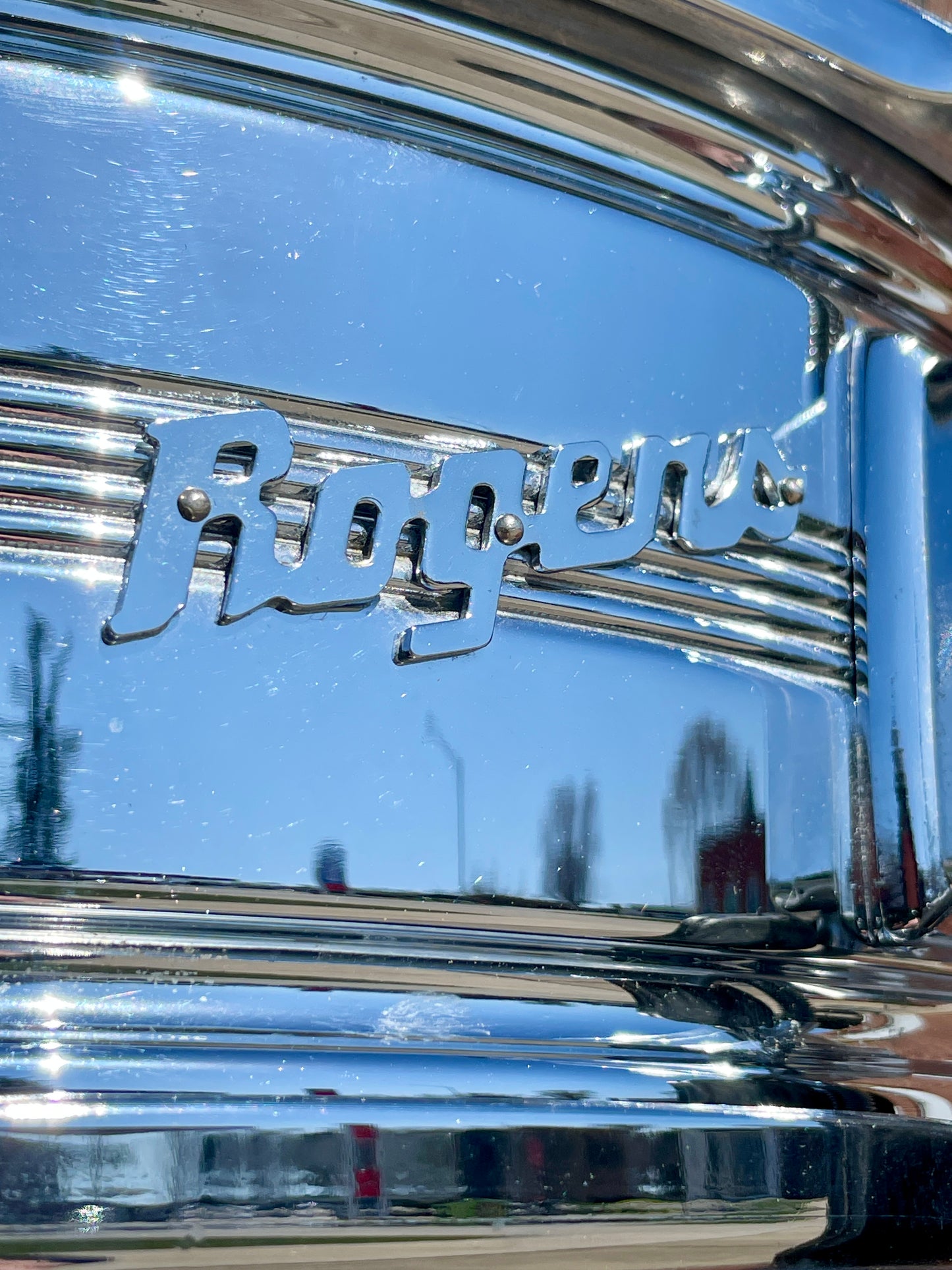 1960s Rogers 5x14 Dyna-Sonic 5-Line Snare Drum Chrome Over Brass Dynasonic COB