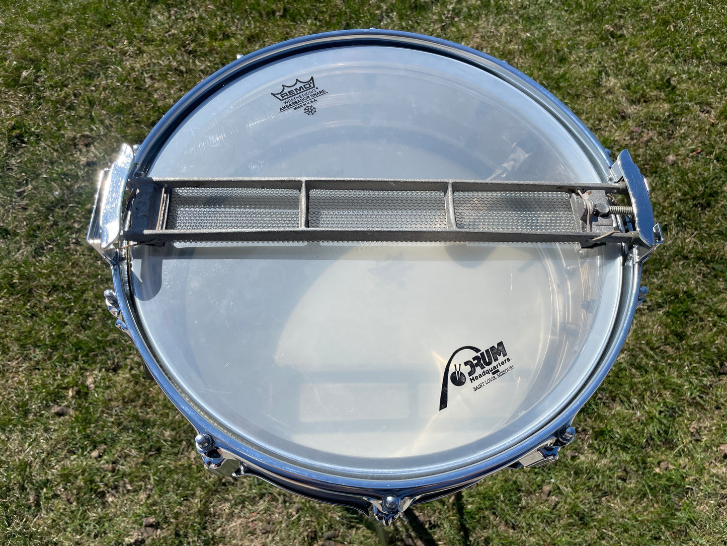 1960s Rogers 5x14 Dyna-Sonic 5-Line Snare Drum Chrome Over Brass Dynasonic COB