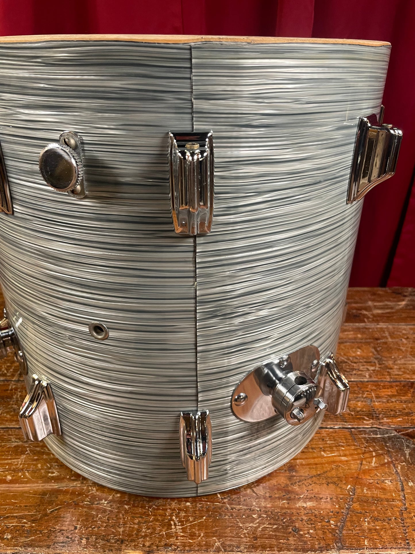 1960s Rogers Holiday 14x14 Floor Tom Drum Steel Gray Ripple Pearl Cleveland
