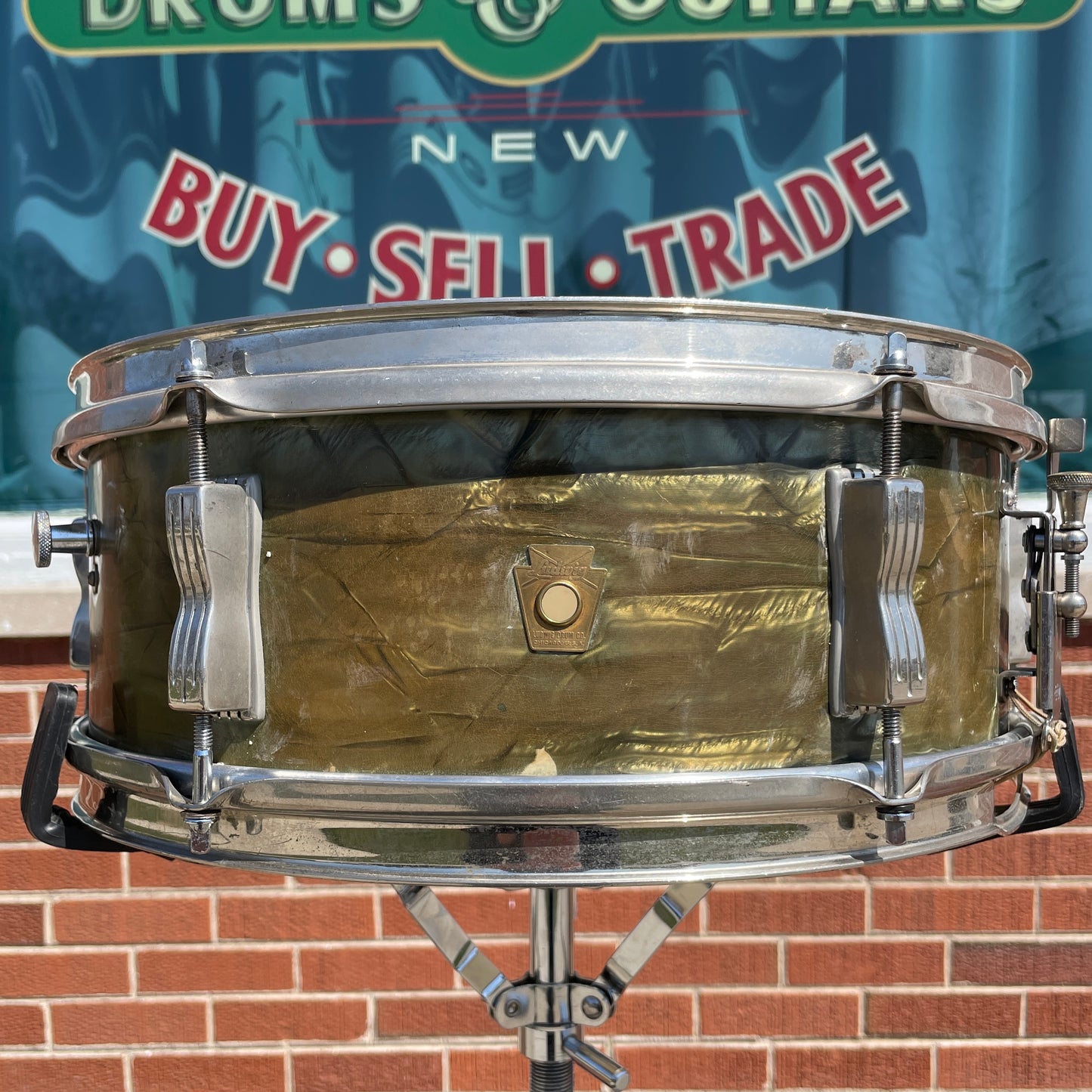 Early 1960s Ludwig 5x14 Pioneer No. 491 Snare Drum Sky Blue Pearl Pre-Serial NOB