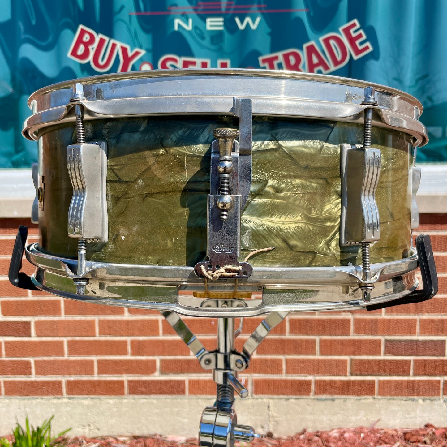 Early 1960s Ludwig 5x14 Pioneer No. 491 Snare Drum Sky Blue Pearl Pre-Serial NOB