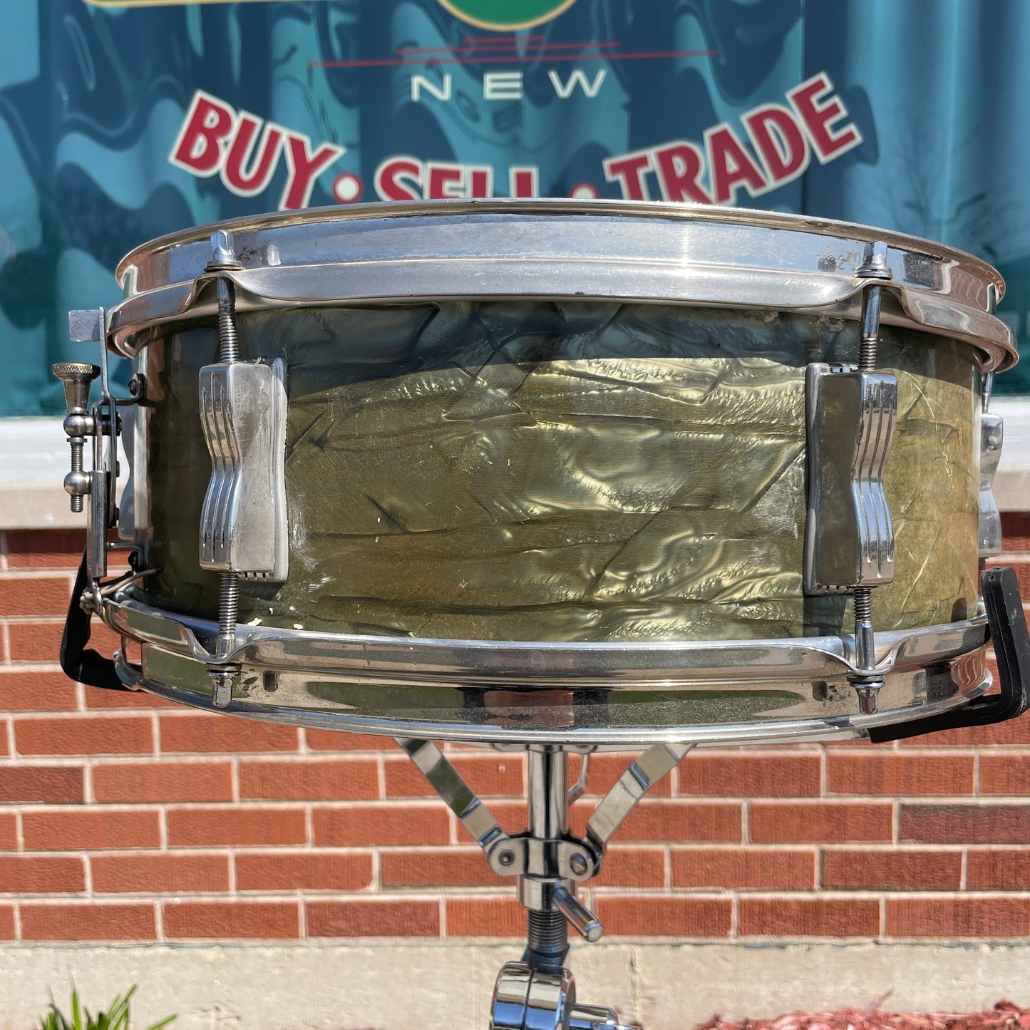 Early 1960s Ludwig 5x14 Pioneer No. 491 Snare Drum Sky Blue Pearl Pre-Serial NOB