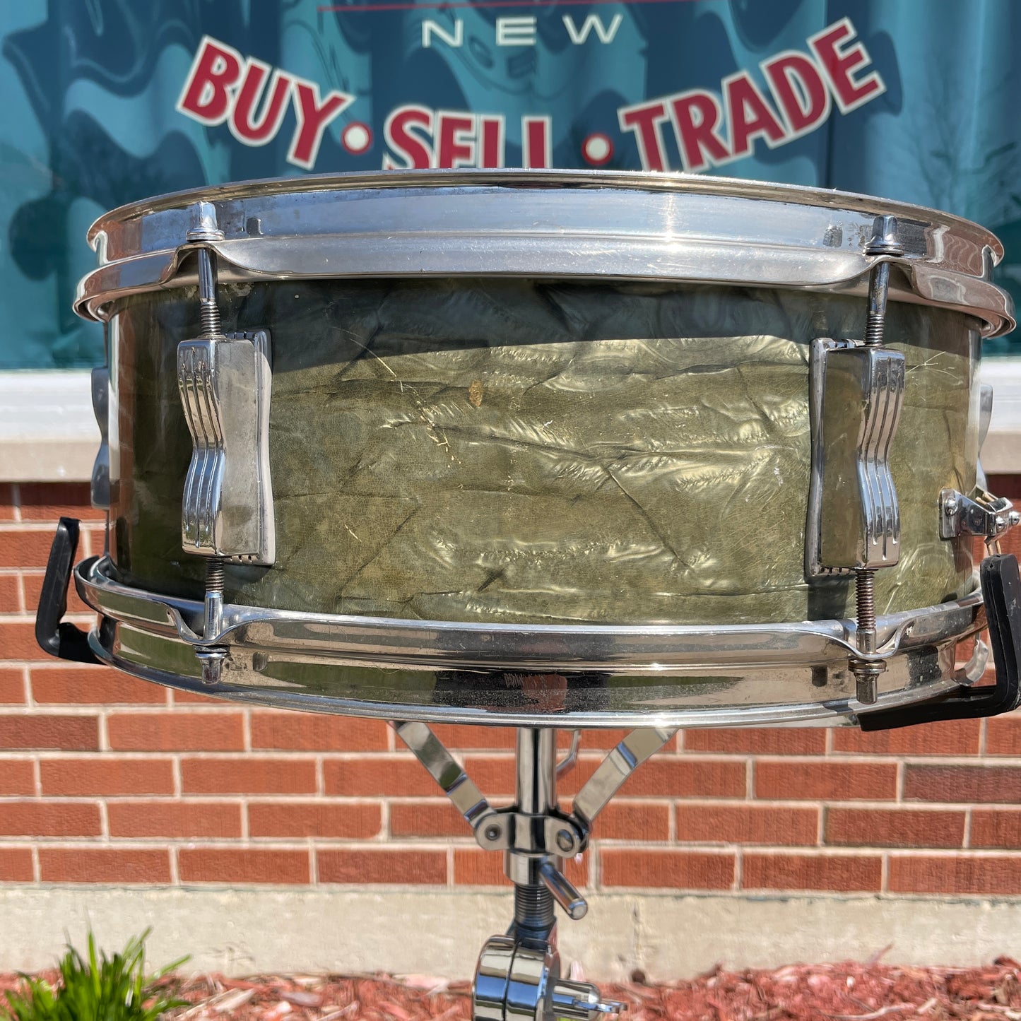 Early 1960s Ludwig 5x14 Pioneer No. 491 Snare Drum Sky Blue Pearl Pre-Serial NOB