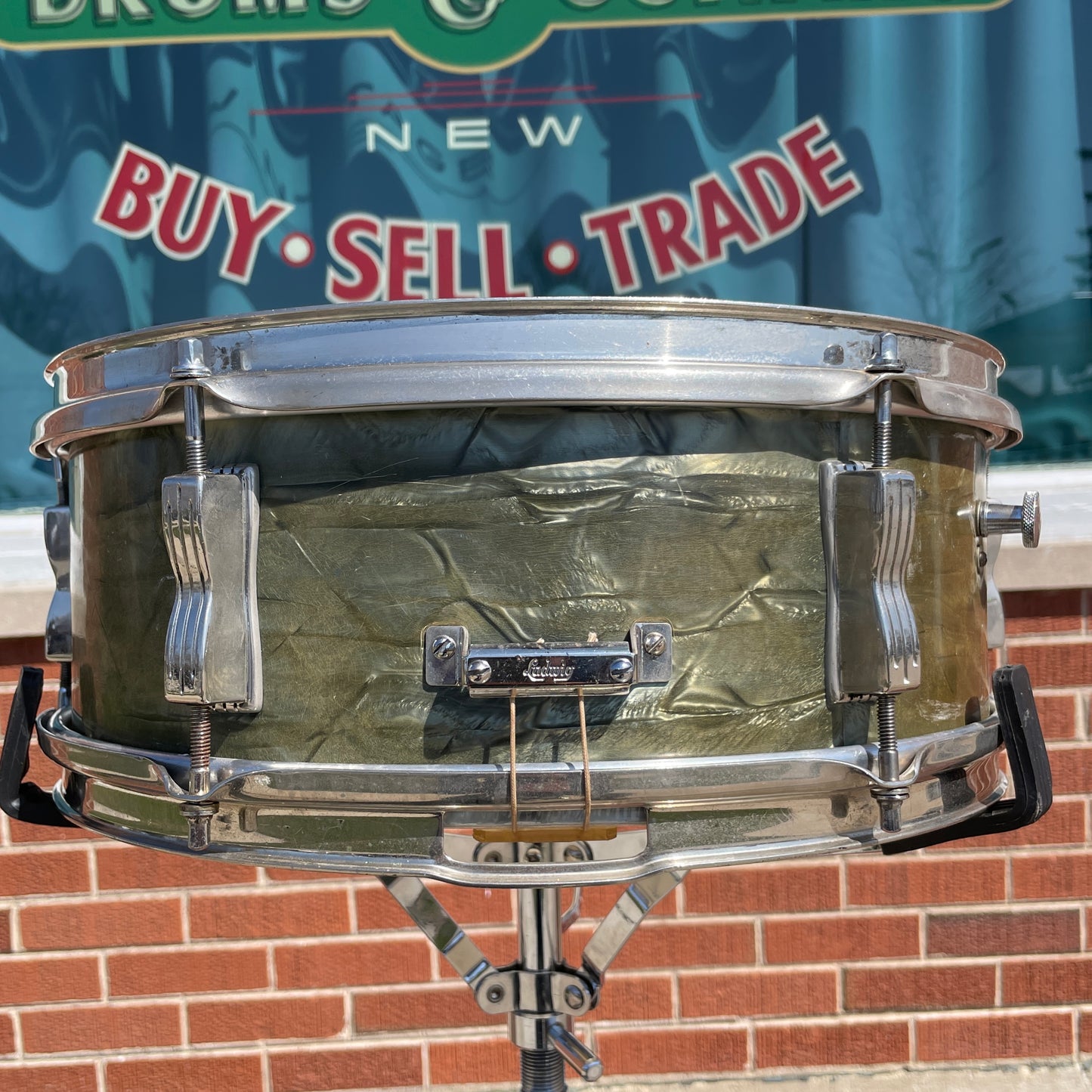 Early 1960s Ludwig 5x14 Pioneer No. 491 Snare Drum Sky Blue Pearl Pre-Serial NOB