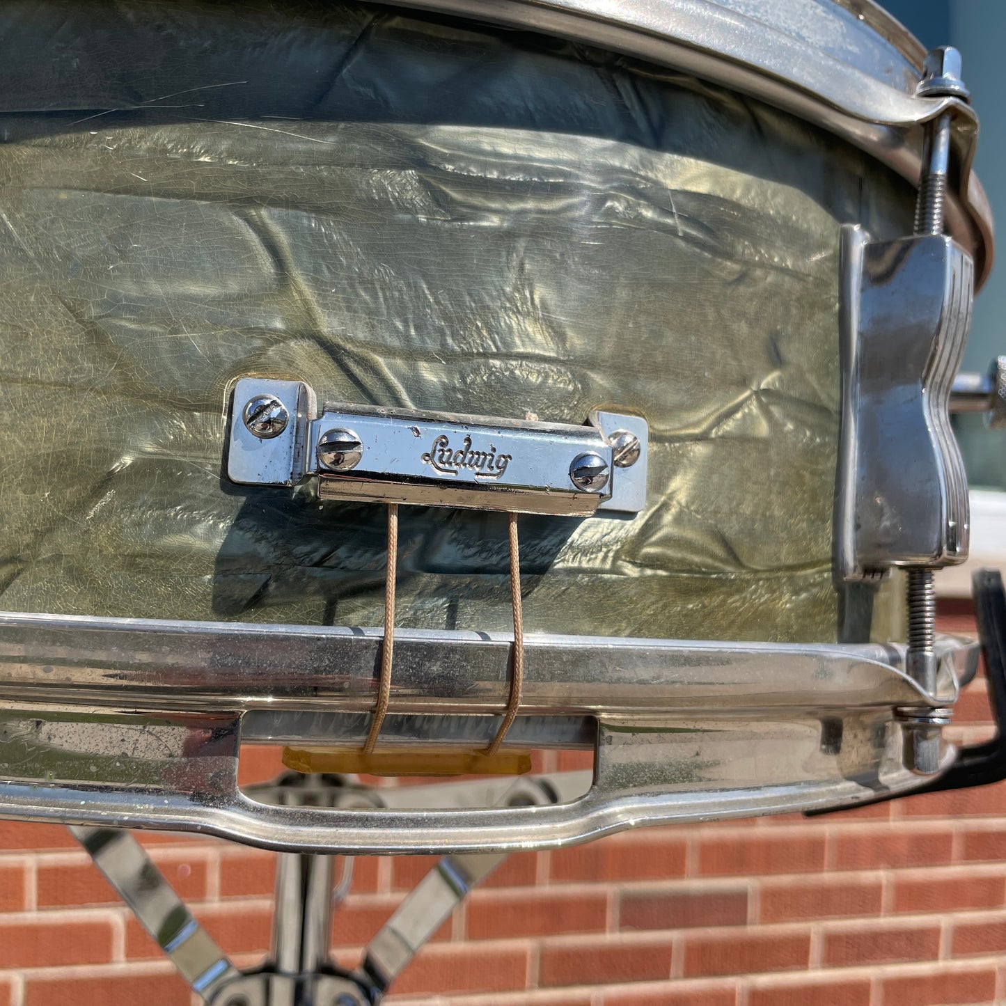 Early 1960s Ludwig 5x14 Pioneer No. 491 Snare Drum Sky Blue Pearl Pre-Serial NOB