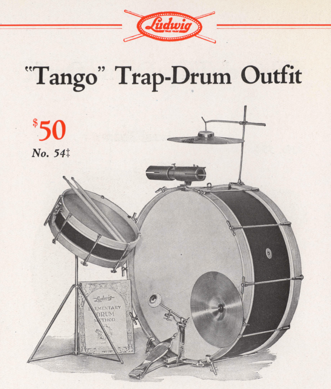 1920s Ludwig No. 476 Upright Crash Cymbal Holder Hoop Mounted Cymbal Arm