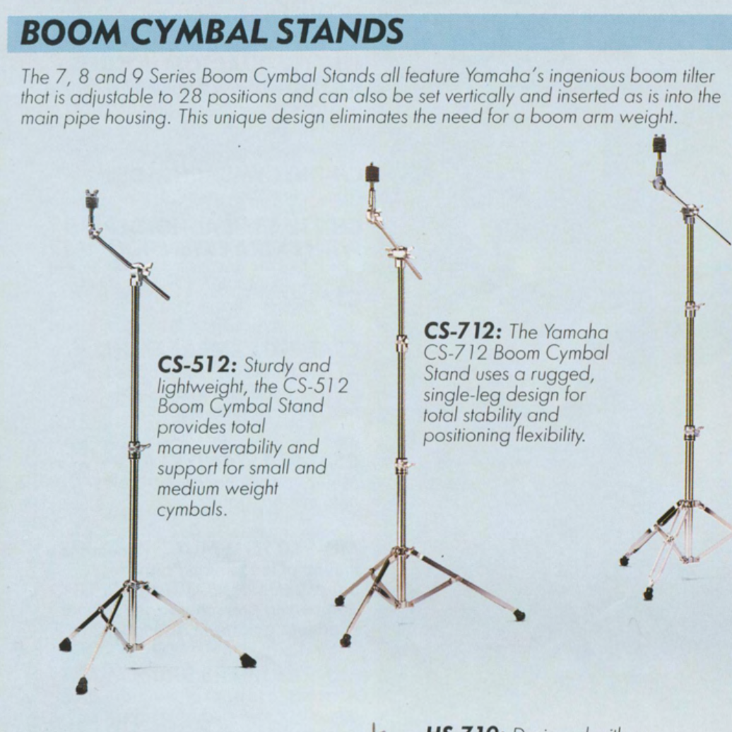 1980s Yamaha CS-712 Single Braced Boom Cymbal Stand Silver Label MIJ