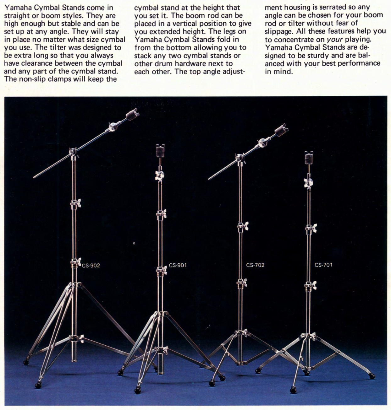 1970s Yamaha CS-702 Single Braced Boom Cymbal Stand Gold Label MIJ