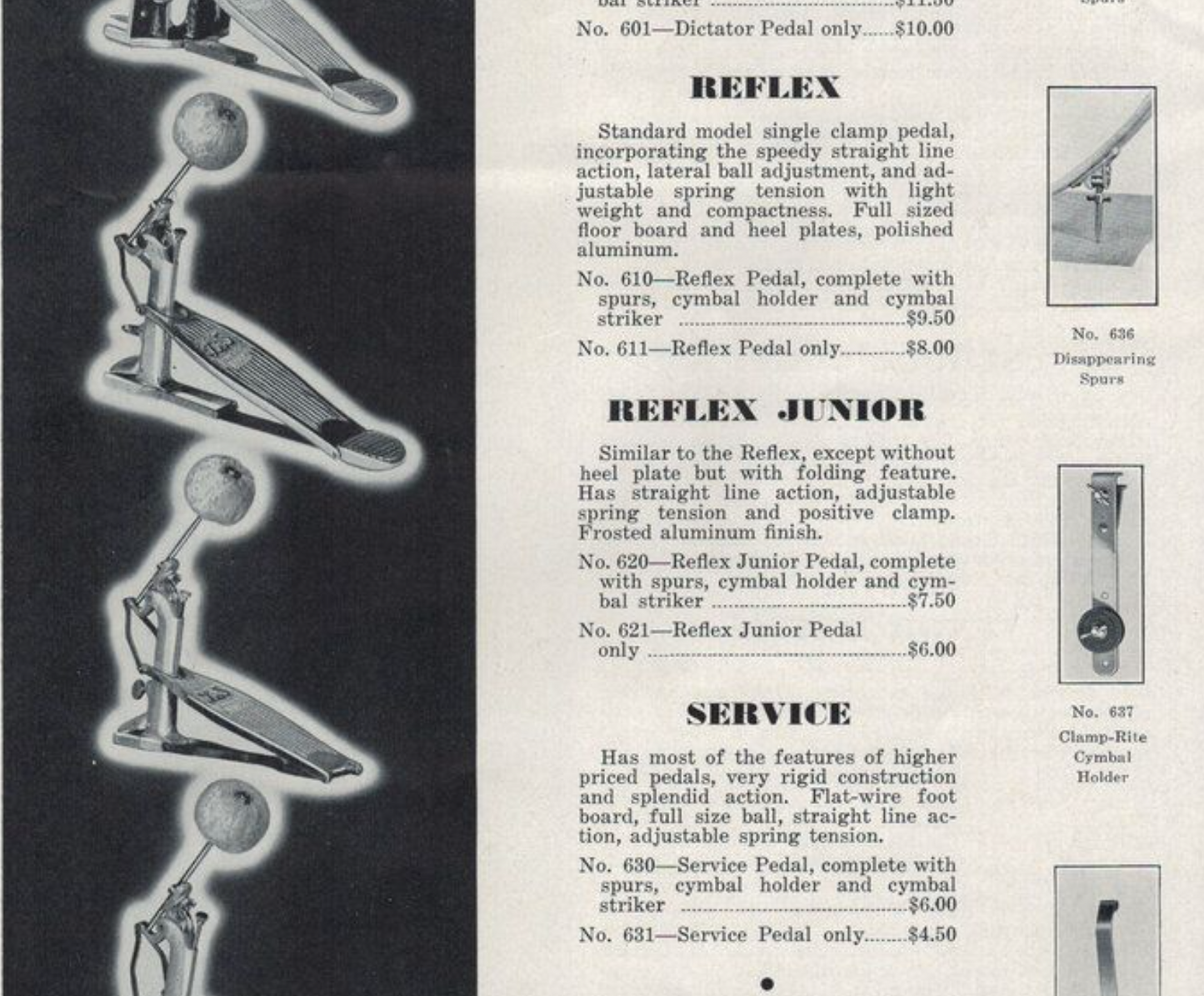 1930s Leedy & Strupe Reflex Junior No. 621 Bass Drum Pedal