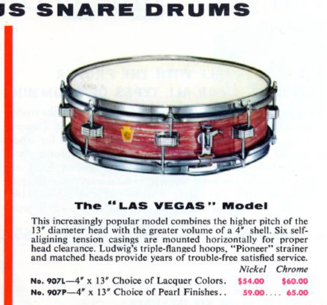 1959 Ludwig 4x13 Las Vegas Snare Drum Black Diamond Pearl Trans Badge Jazz Combo