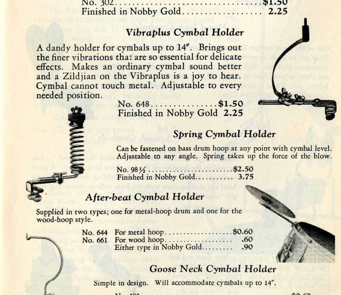 1920s Leedy Spring Cymbal Holder No. 98 1/2 Nickel