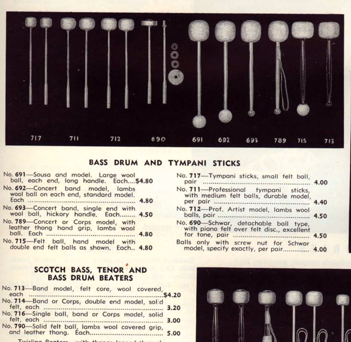 1950s Slingerland Band Model 713 Bass Drum Mallet