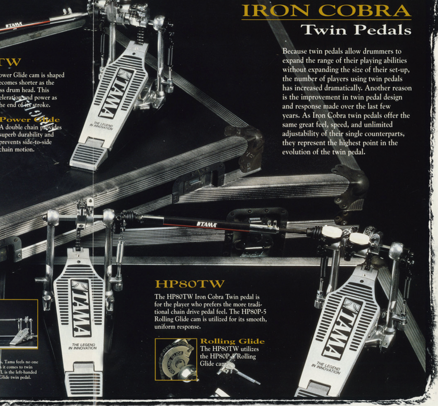 1990s Tama Iron Cobra HP80TW Rolling Glide Double Bass Drum Pedal