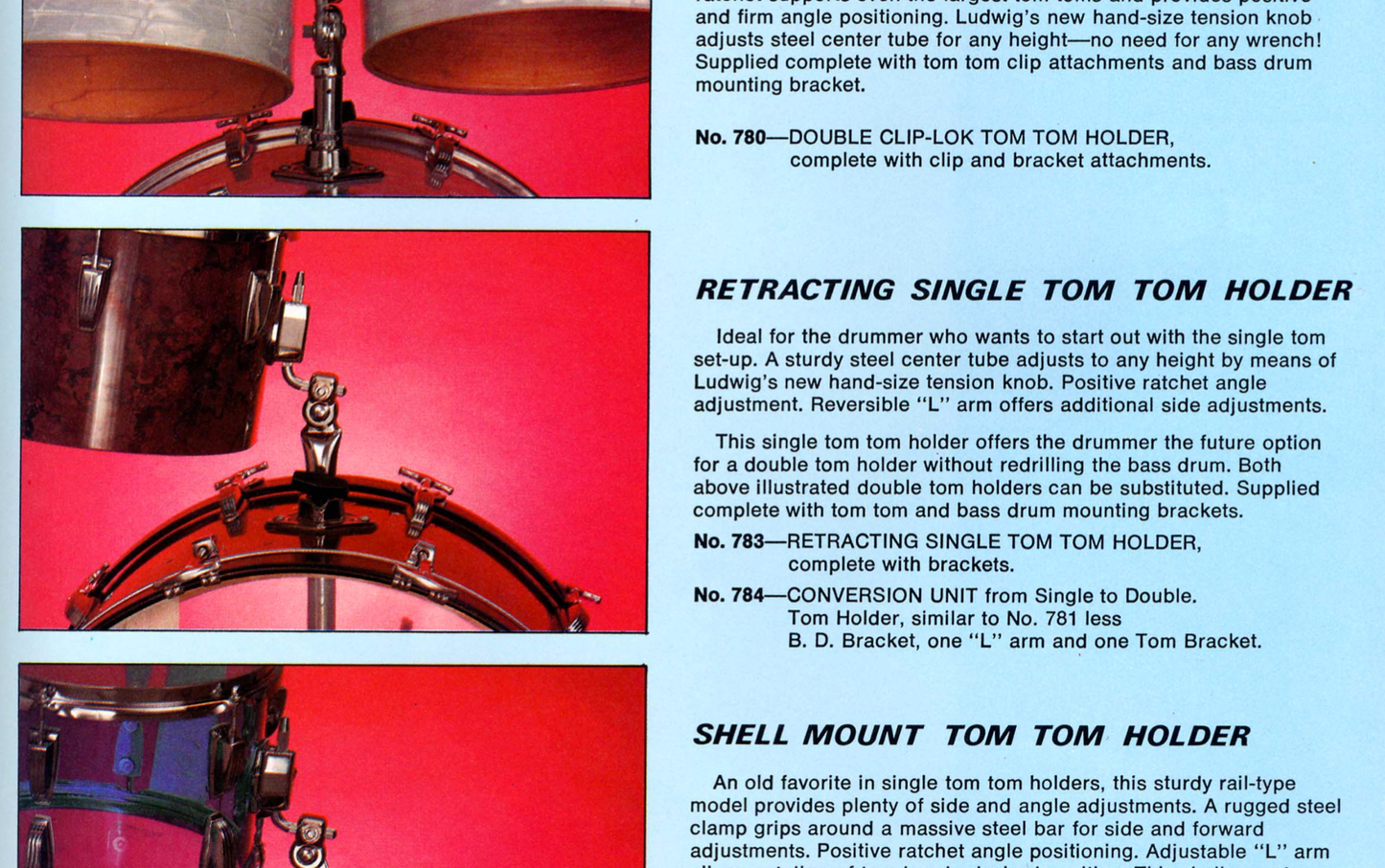 Vintage Ludwig No. 783 Single Center Post Tom Holder - Rare!