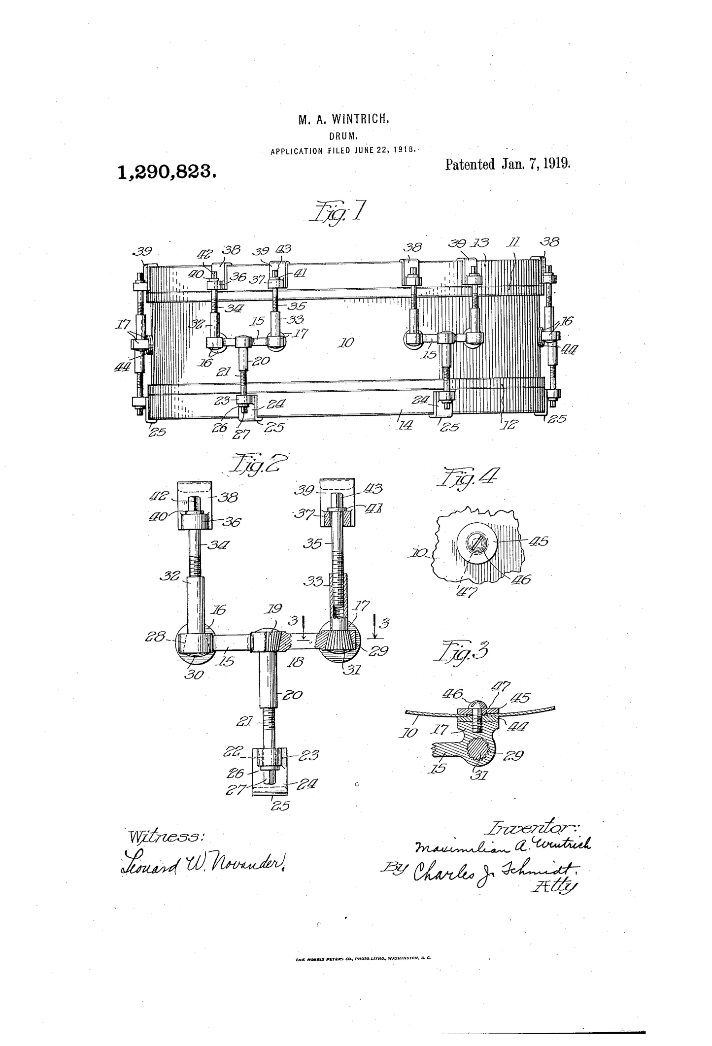 Early 1900s M.A. Wintrich 9x16 Single Tension Brass Snare Drum NOB