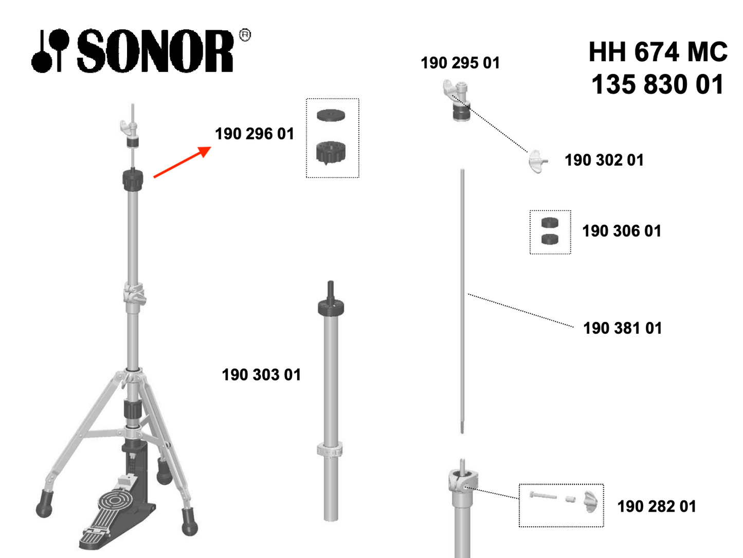 Sonor Felt Washer & Adjuster For HH-674 Hi-Hat Stand NOS