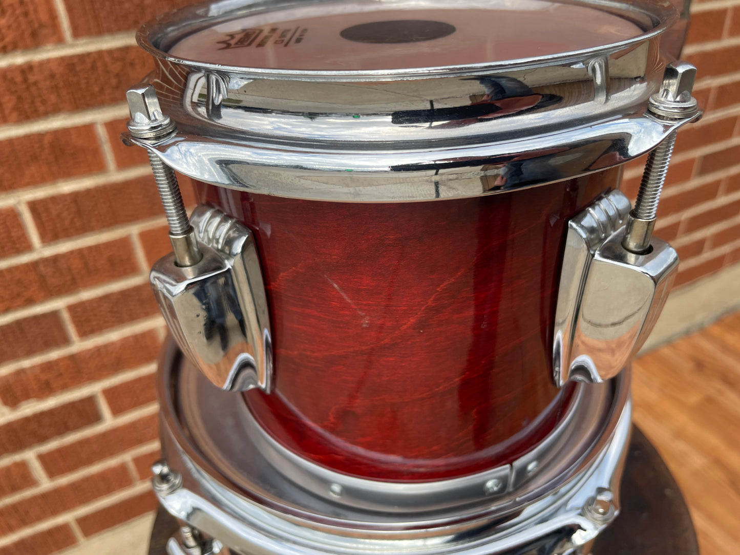 Mid-1980s Ludwig Concert Toms 6" & 8" Maple Shells Mahogany Finish