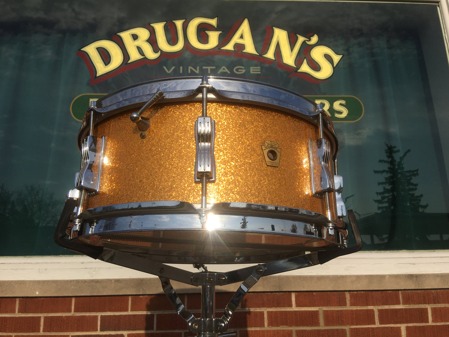 1964 Ludwig 5.5x14 Super Classic 8 Lug Snare Drum Gold Sparkle