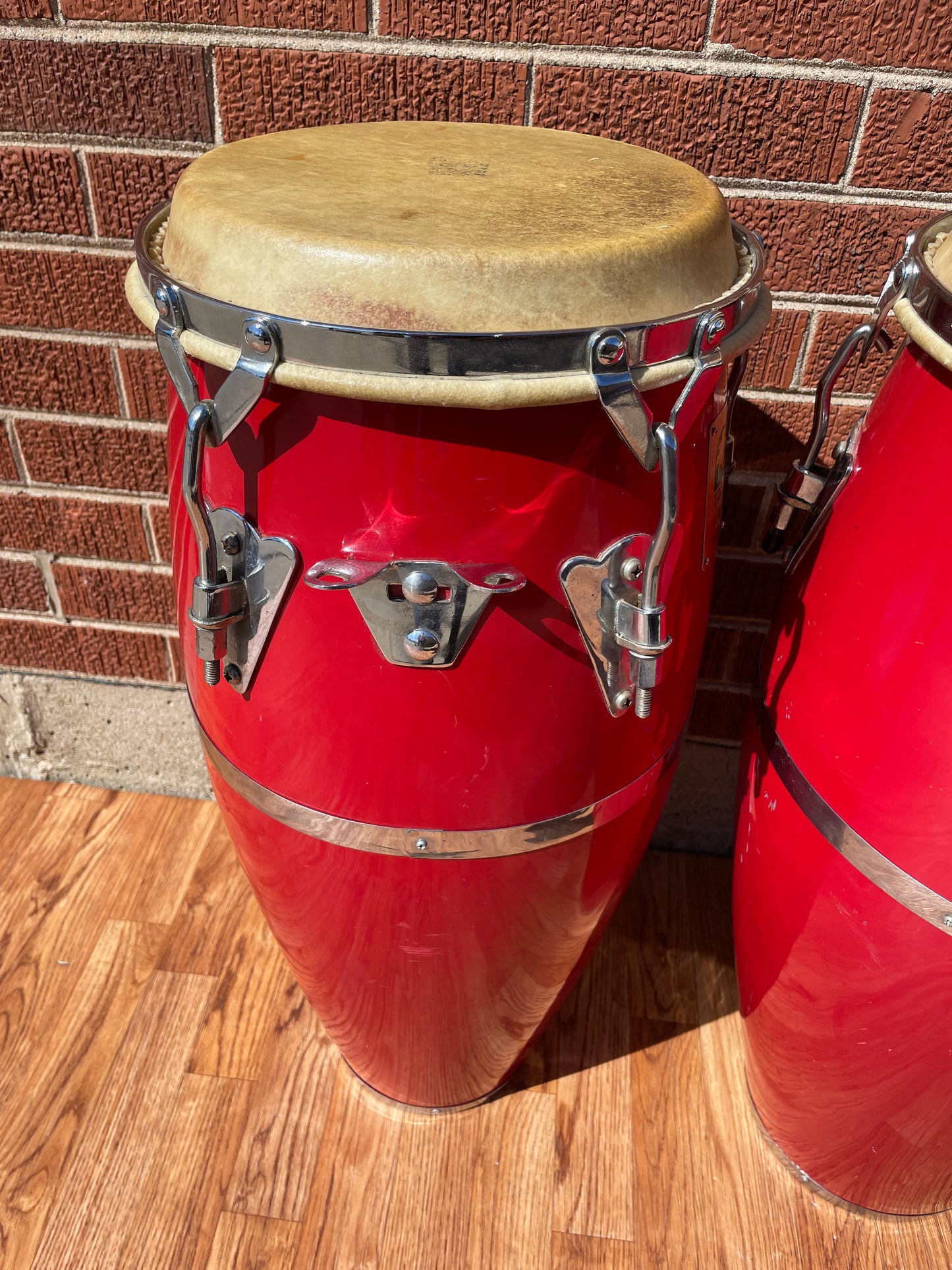 Toca Fiberglass Conga Pair 10" & 11" Red