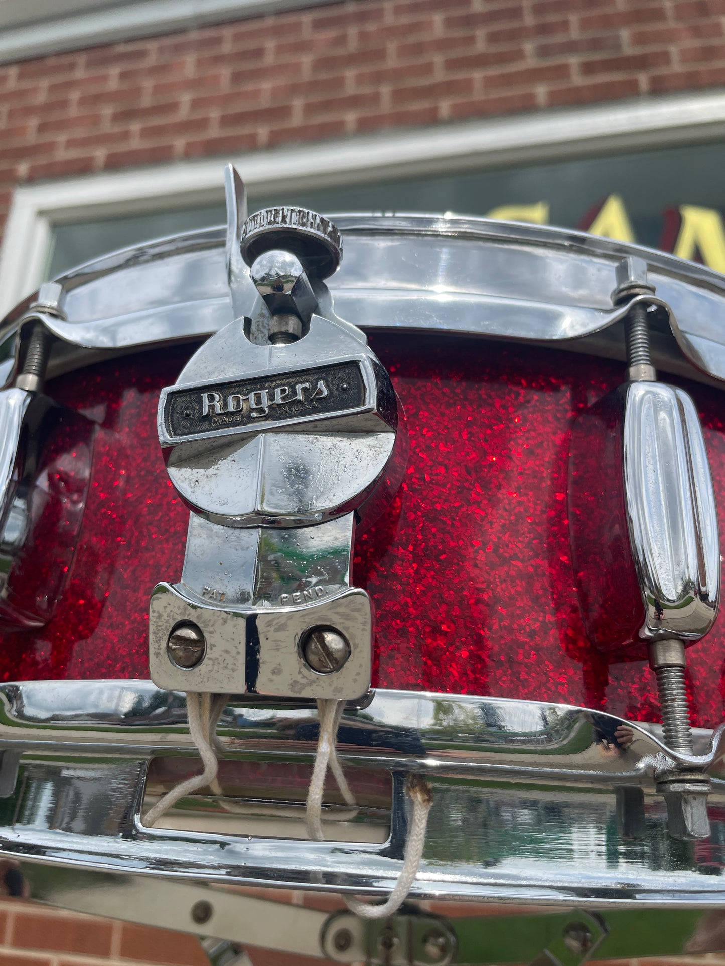 1960s Rogers 5x14 Holiday Snare Drum Sparkling Red Pearl Cleveland Red Sparkle