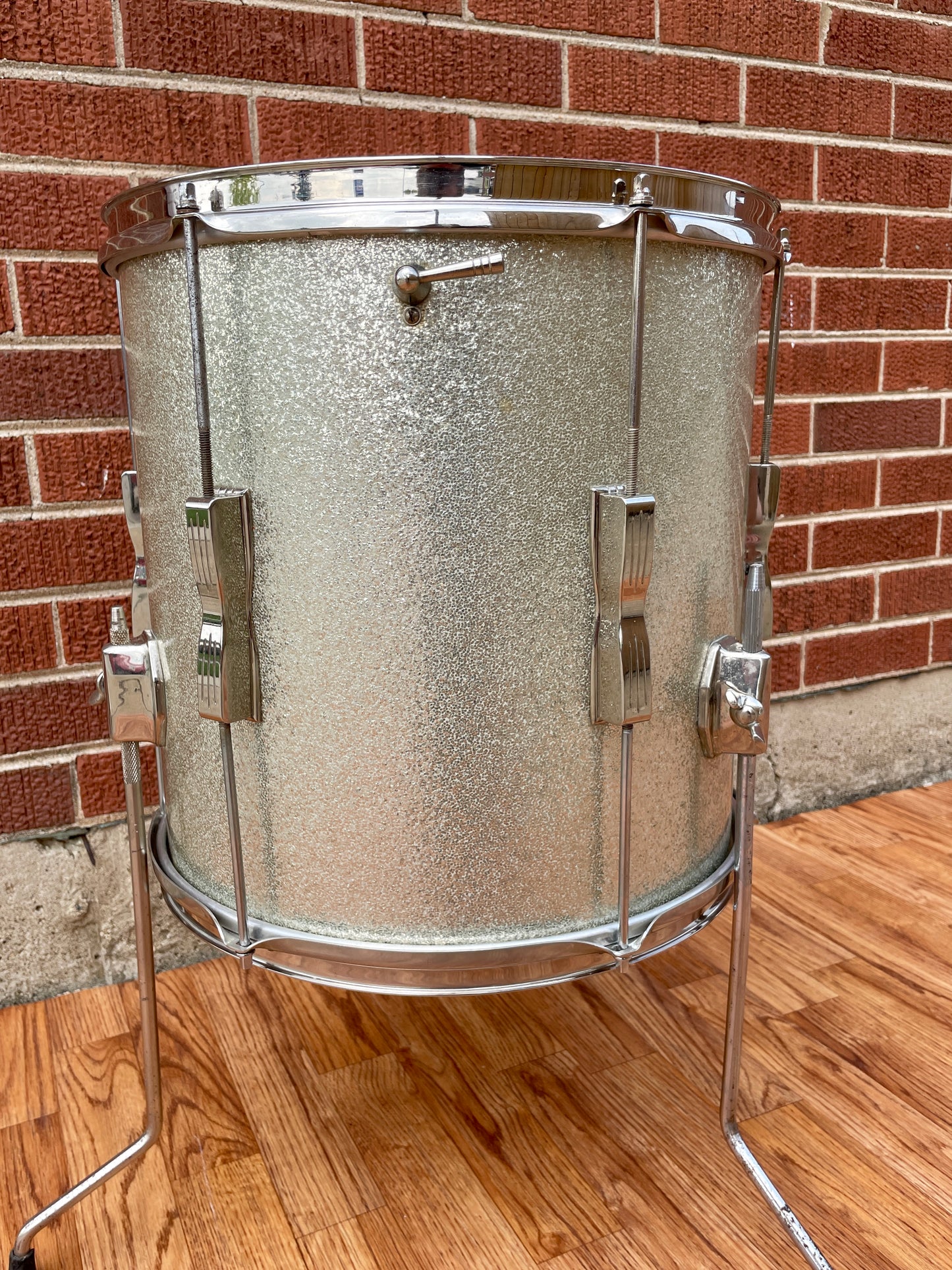 1960s Ludwig 14x14 Club Date Floor Tom Drum Silver Sparkle