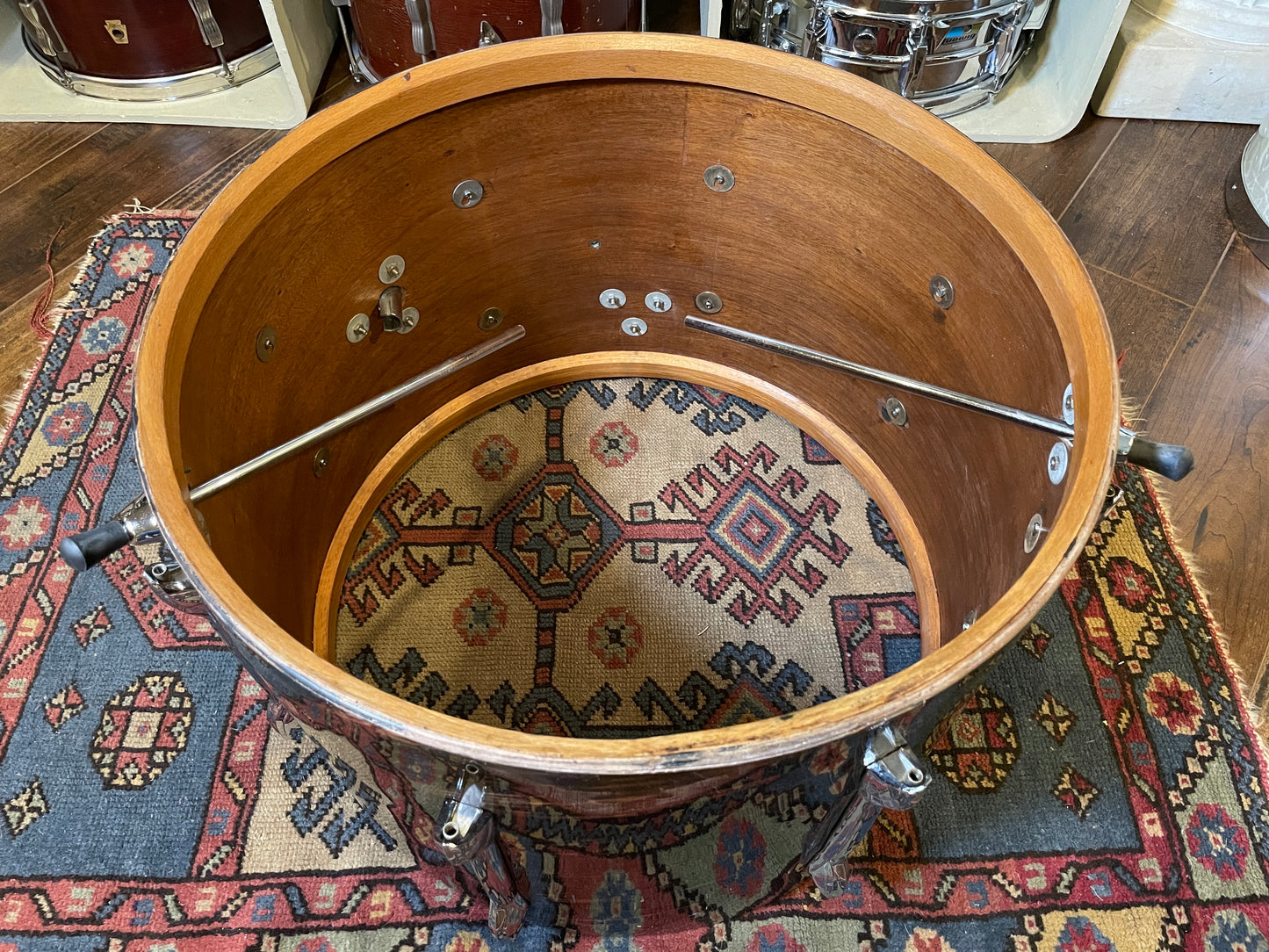 1960s Premier 14x20 Bass Drum Mahogany Duroplastic Root Beer Swirl Ringo Rootbeer