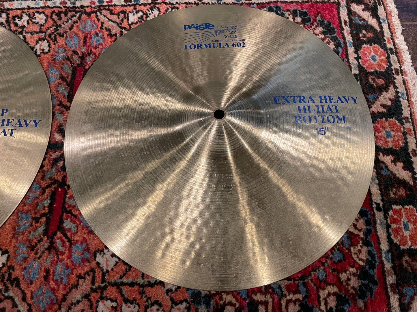 15" Paiste 1986 Formula 602 Blue Label Extra Heavy Hi-Hat Cymbal Pair 1464g/1478g