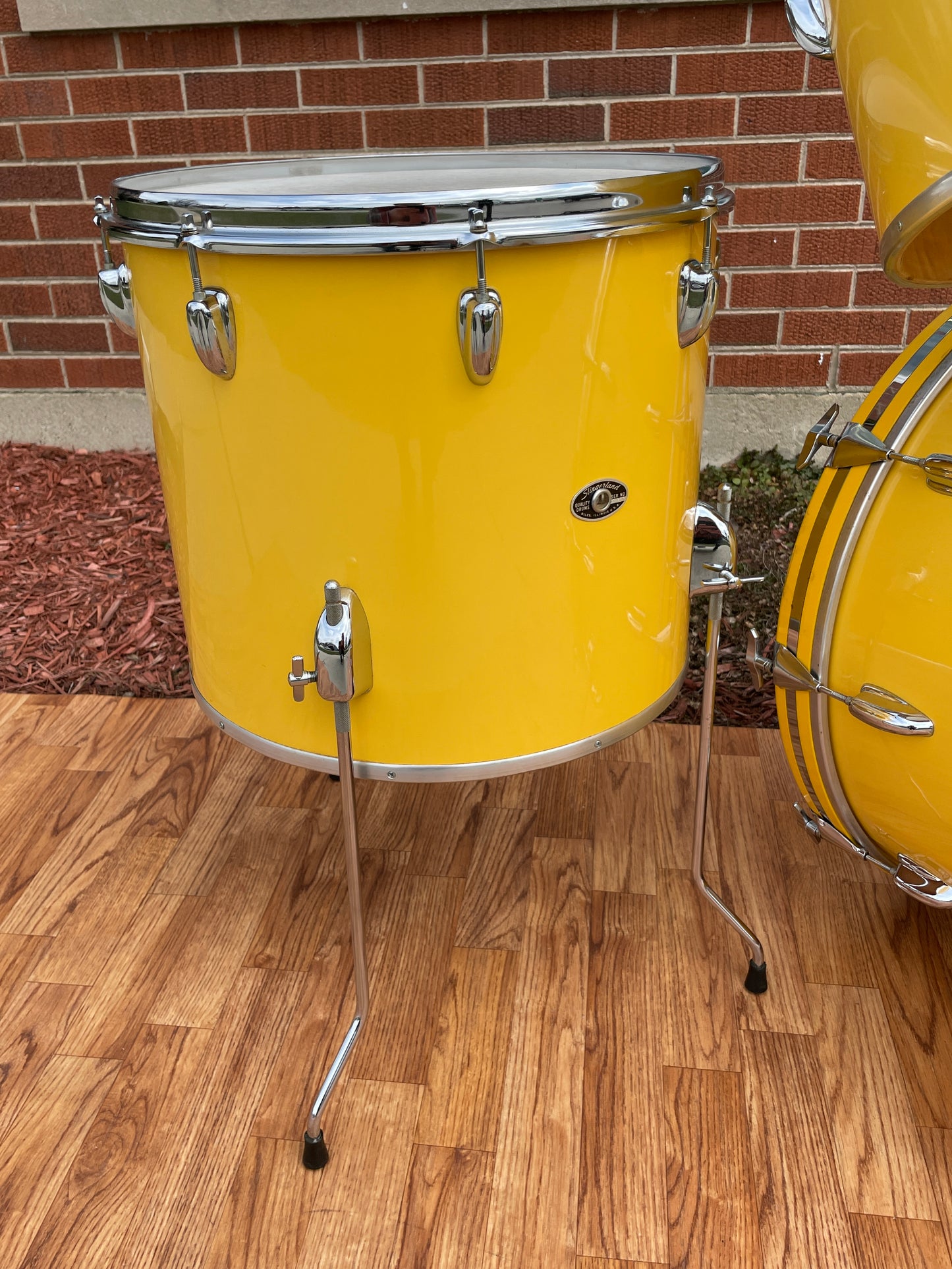 1970s Slingerland 4pc. Drum Set Gloss Yellow 22/12/13/16