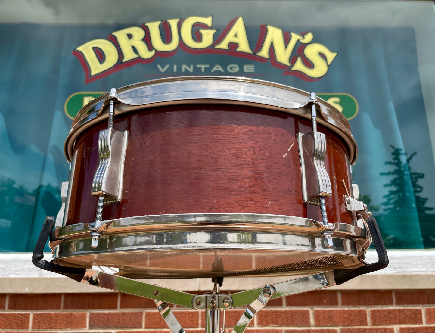 1958-59 Ludwig 5.5x14 Pioneer Transition (Trans) Badge Snare Drum Mahogany