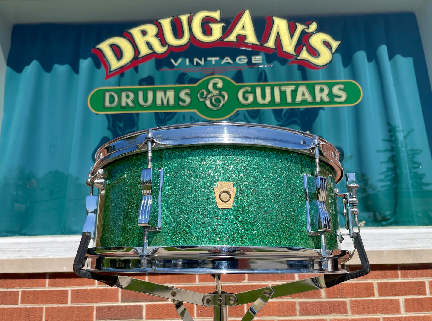 1966 Ludwig 5x14 Pioneer Snare Drum Green Sparkle