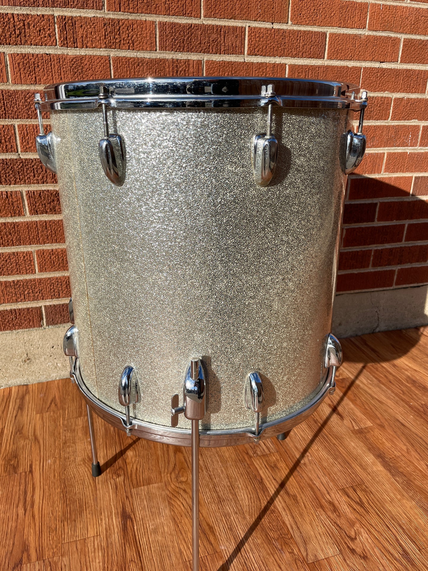 1966 Slingerland 16x16 Floor Tom Drum Silver Sparkle