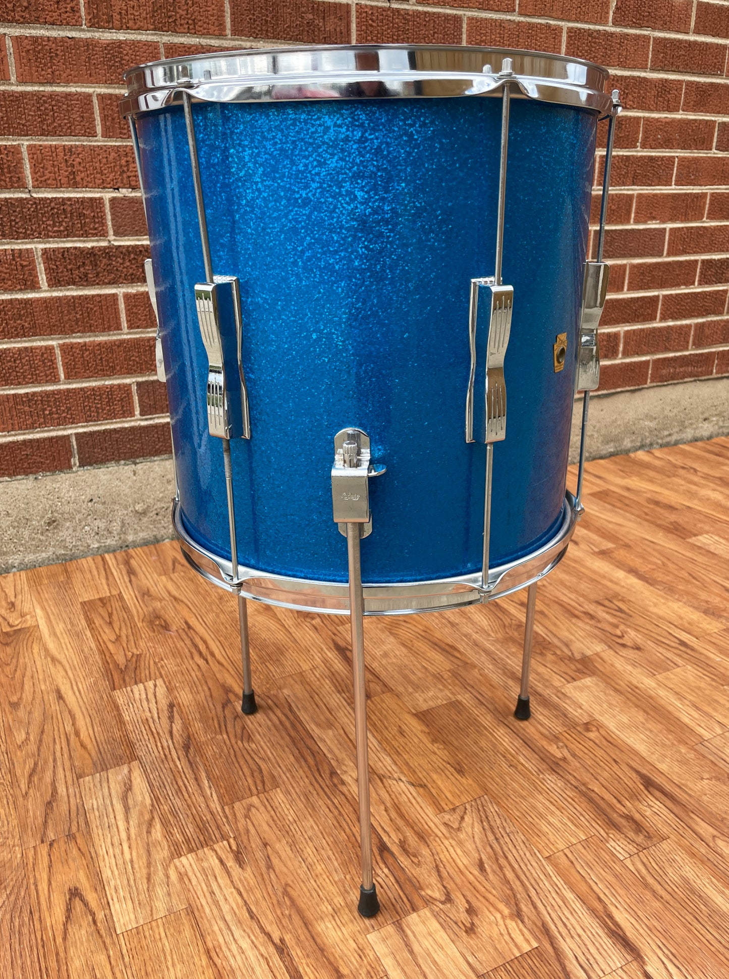 1965 Ludwig 14x14 Club Date Floor Tom Drum Blue Sparkle