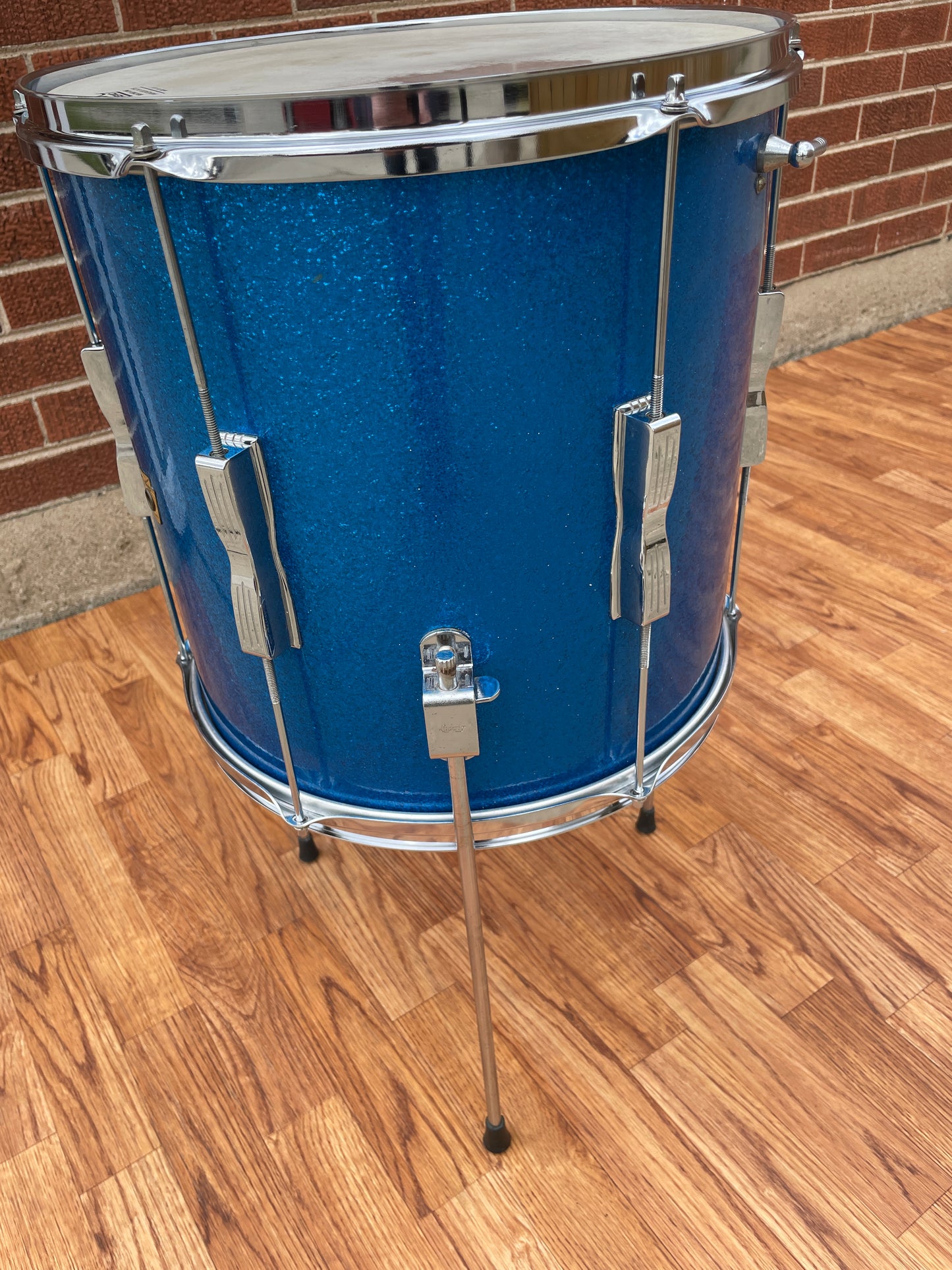 1965 Ludwig 14x14 Club Date Floor Tom Drum Blue Sparkle