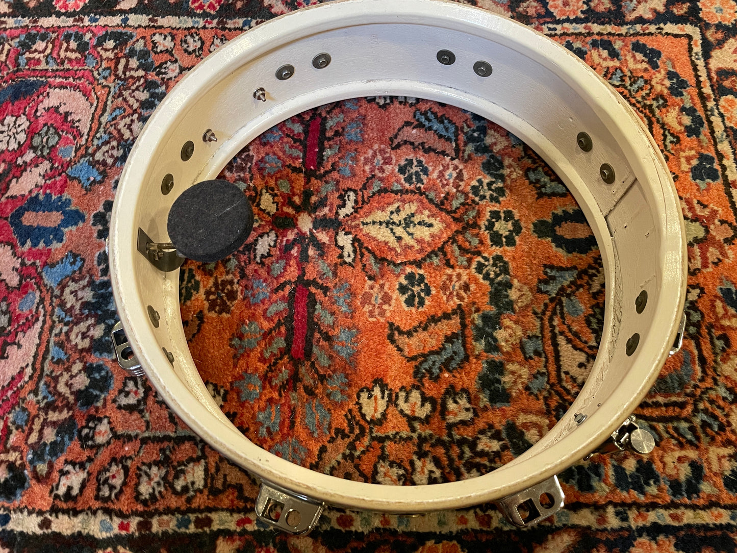 1960-1962 Ludwig 4x14 Downbeat Snare Drum Oyster Blue Pearl Pre-Serial Keystone Badge