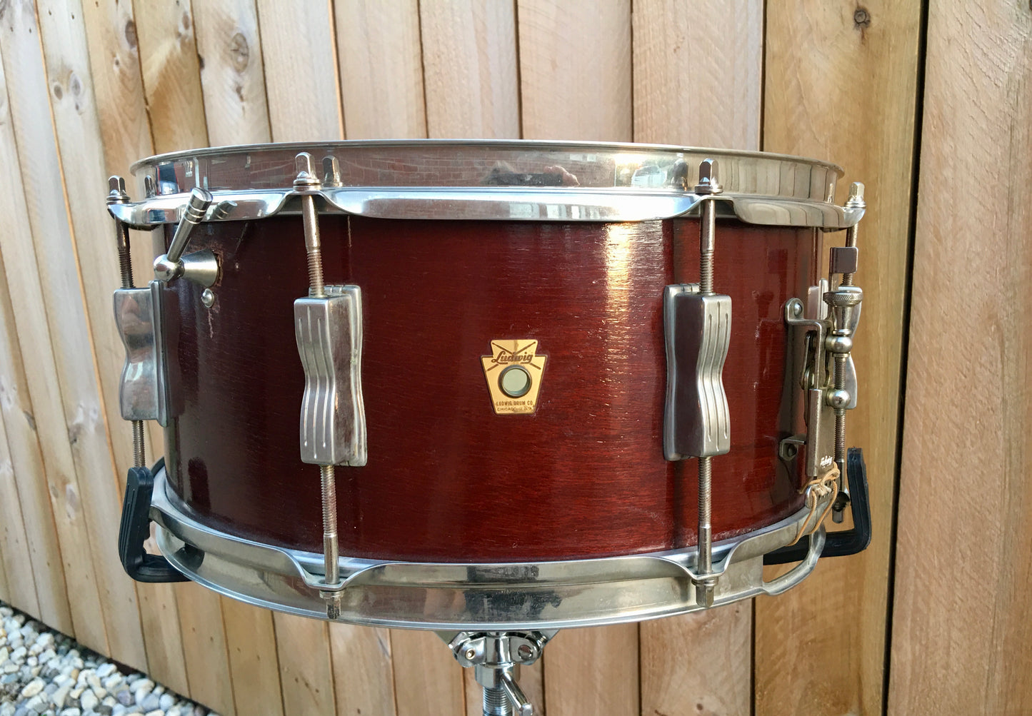 1963 Ludwig 6.5x14 Auditorium Snare Drum Mahogany W/ COB Hoops