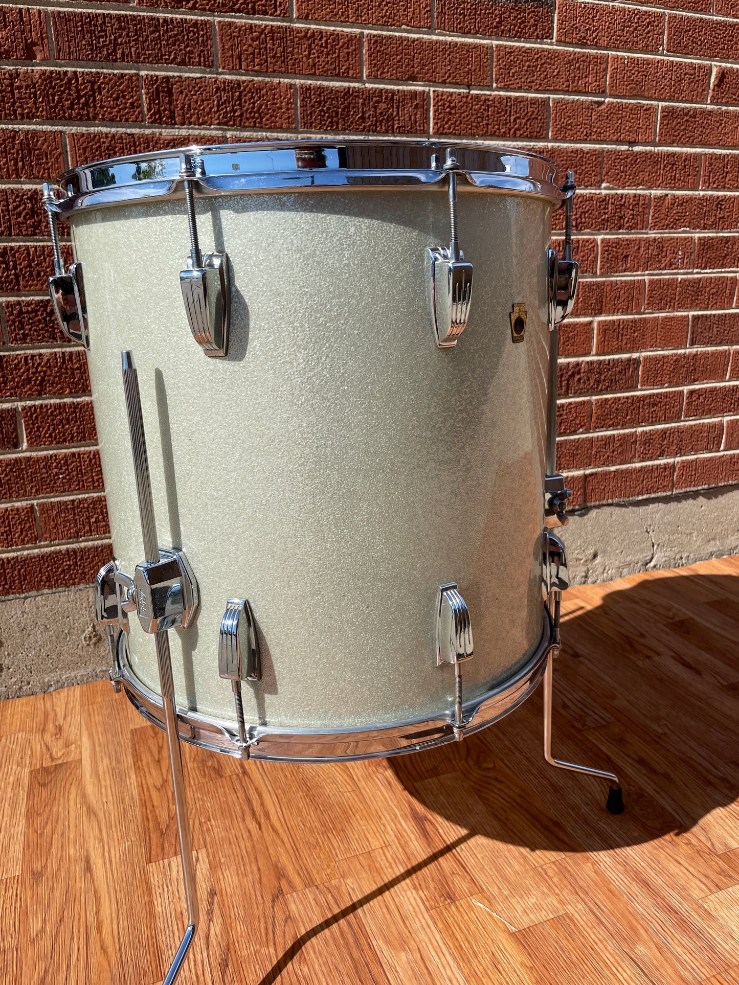 1965 Ludwig 16x16 Floor Tom Drum Silver Sparkle COB