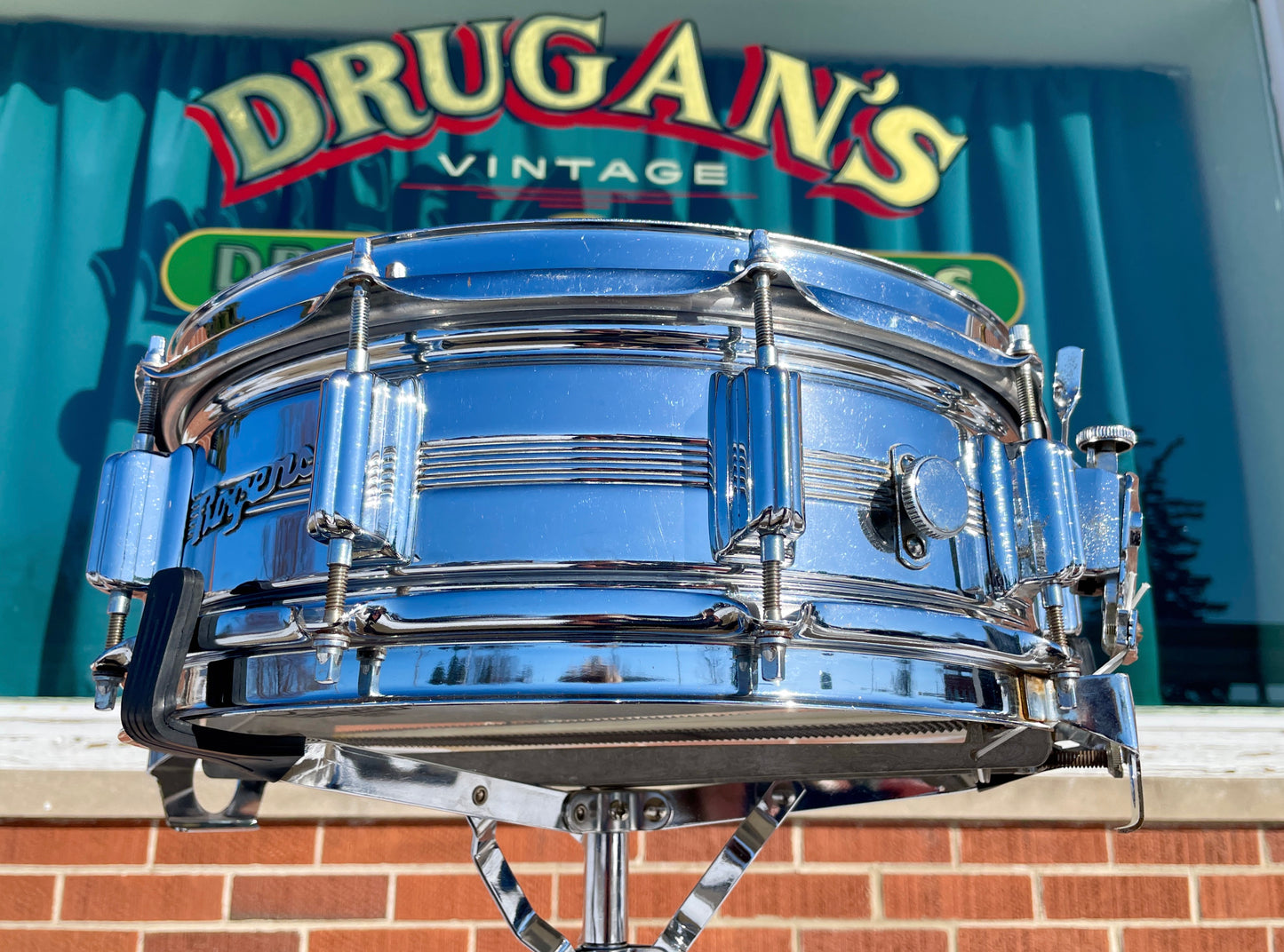 Vintage Rogers 5x14 Dynasonic Snare Drum Chrome Over Brass COB Dyna-Sonic