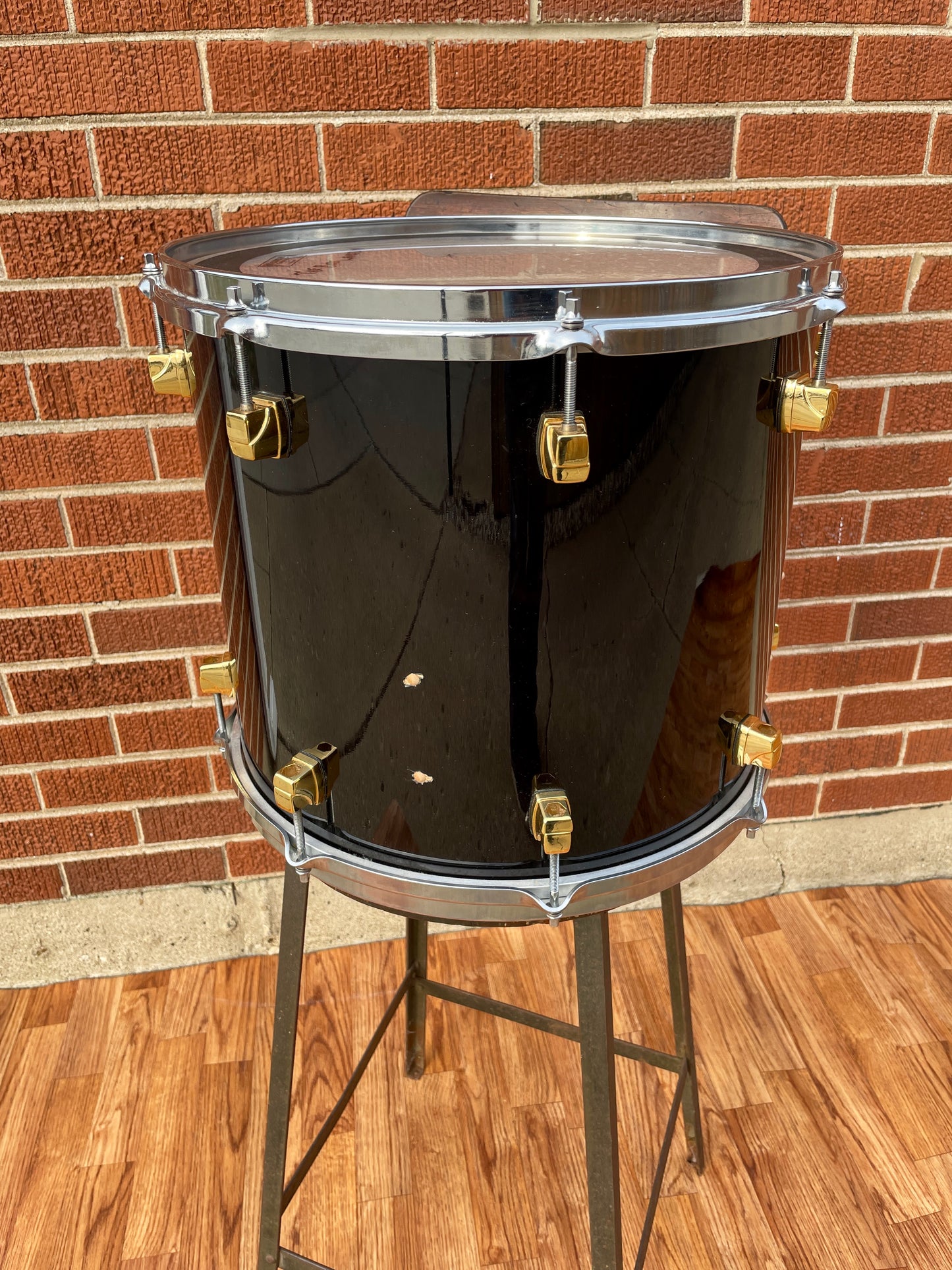 1990s Yamaha 15x13 Maple Custom Floor Tom Single Piano Black 13x15