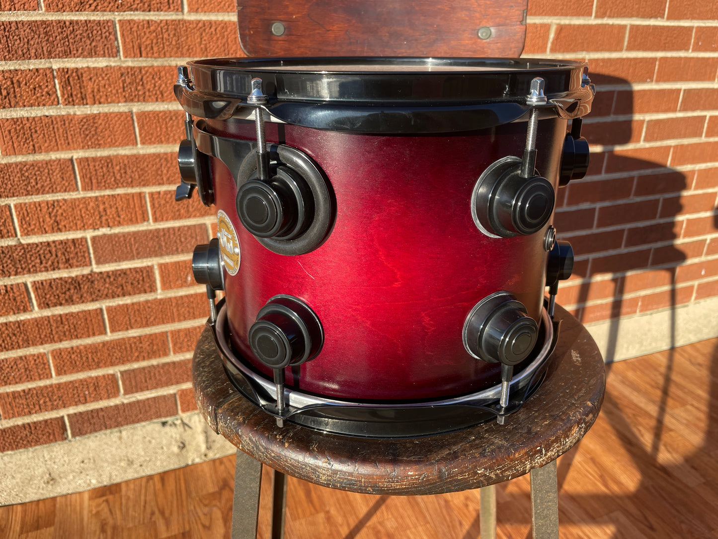 DW Collector's Series 8x10 Tom Drum Single Red-Black Fade Burst Drum Workshop
