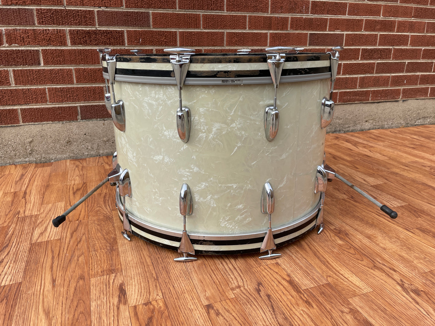 1960s Slingerland 14x22 Bass Drum White Marine Pearl