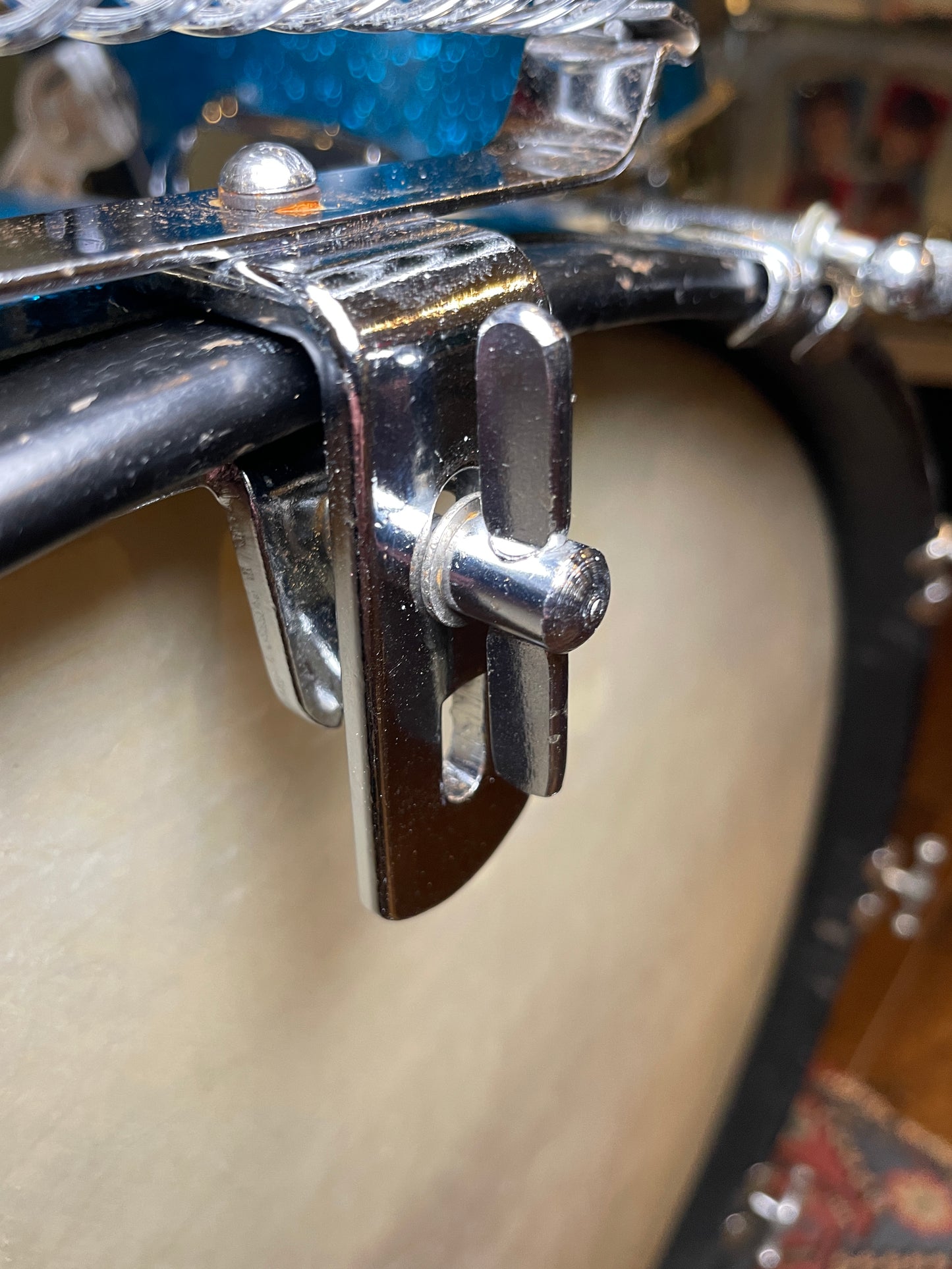 Vintage 1960s Slingerland Hoop Mount Spring Stick Holder Chrome