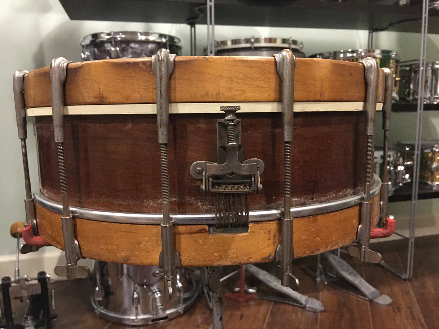 1900s / 1910s Leedy Dixie Music House Chicago 4x14 Single Tension Snare Drum