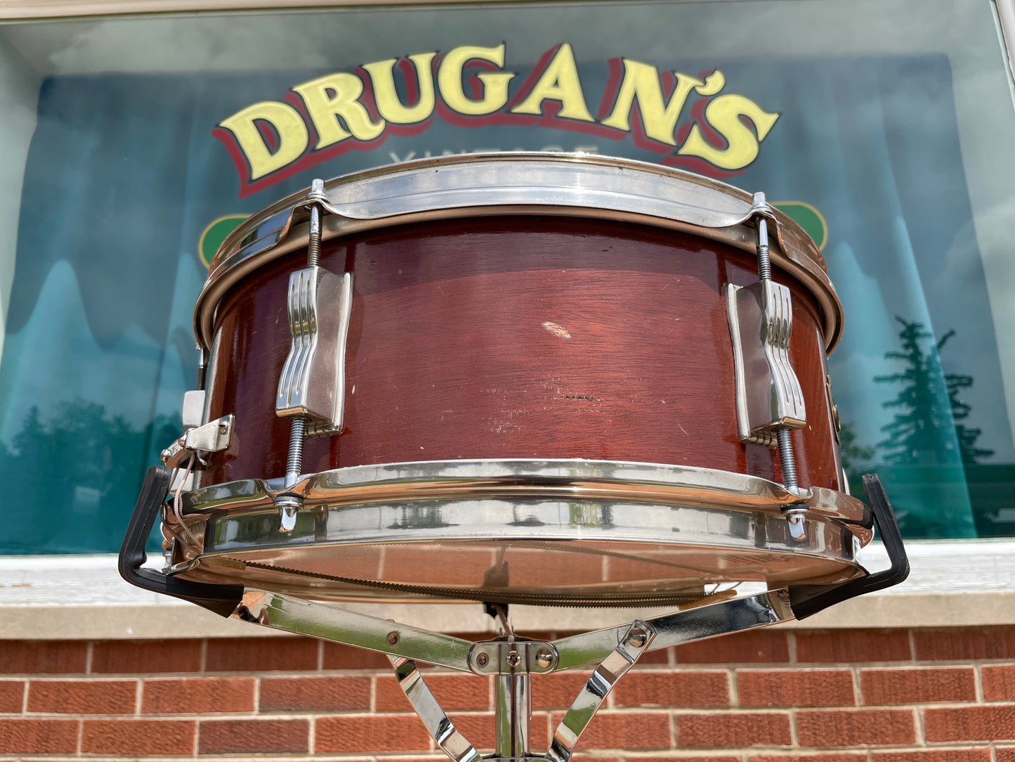 1958-59 Ludwig 5.5x14 Pioneer Transition (Trans) Badge Snare Drum Mahogany