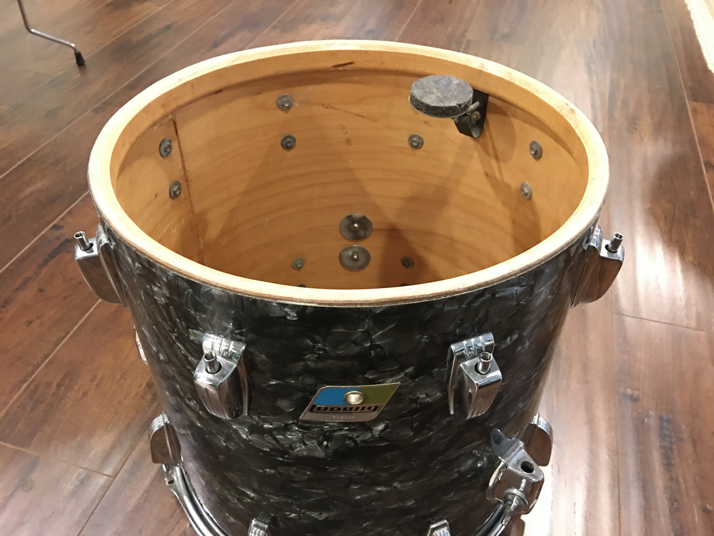 1971 Ludwig 14x14 Floor Tom drum - Black Diamond Pearl